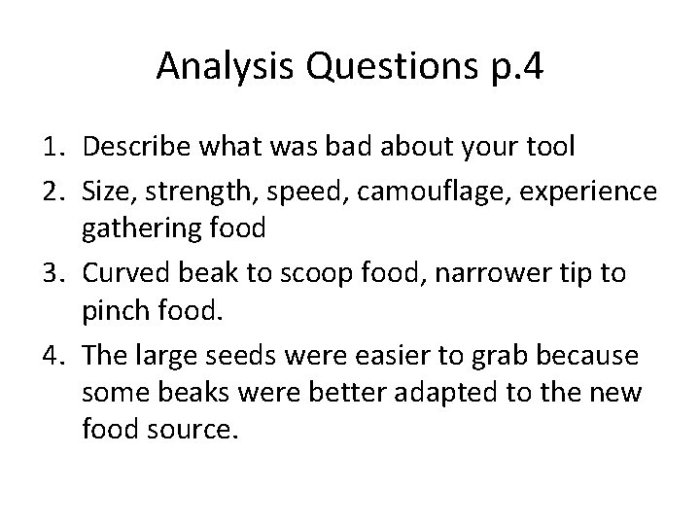 Beaks of finches lab student answer packet