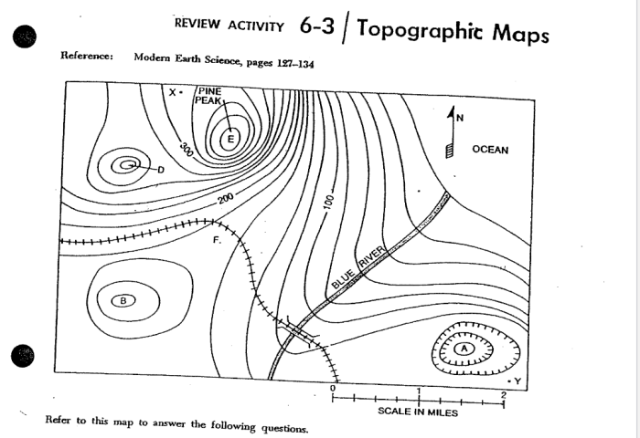 Topographic map practice answer key